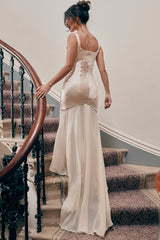 Champagne Chiffon Floor Length Gown
