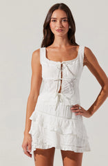 Kensley Eyelet Tie-Front Top