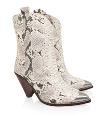 White Grey Skin Low Calf Cowboy Boot