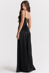 Black Lace Up Maxi Dress