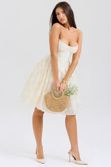 Vintage Cream Floral Strapless Mini Dress