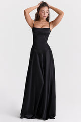 Black Lace Up Maxi Dress