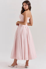 Ballerina Pink Strapless Midi Dress