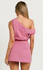 Margie Top - Off The Shoulder Top in Red Gingham