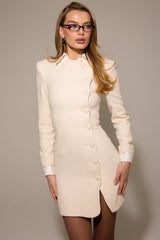 Cream Boucle Tweed Mini Dress