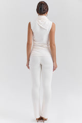 Ivory Cashmere Draped Tank And Scarf