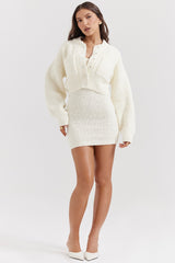 Cream Chenille Blend Bomber Jacket