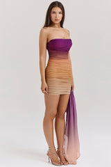 Ombre Mesh Strapless Mini Dress