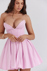 Cotton Candy Twill Strapless Mini Dress