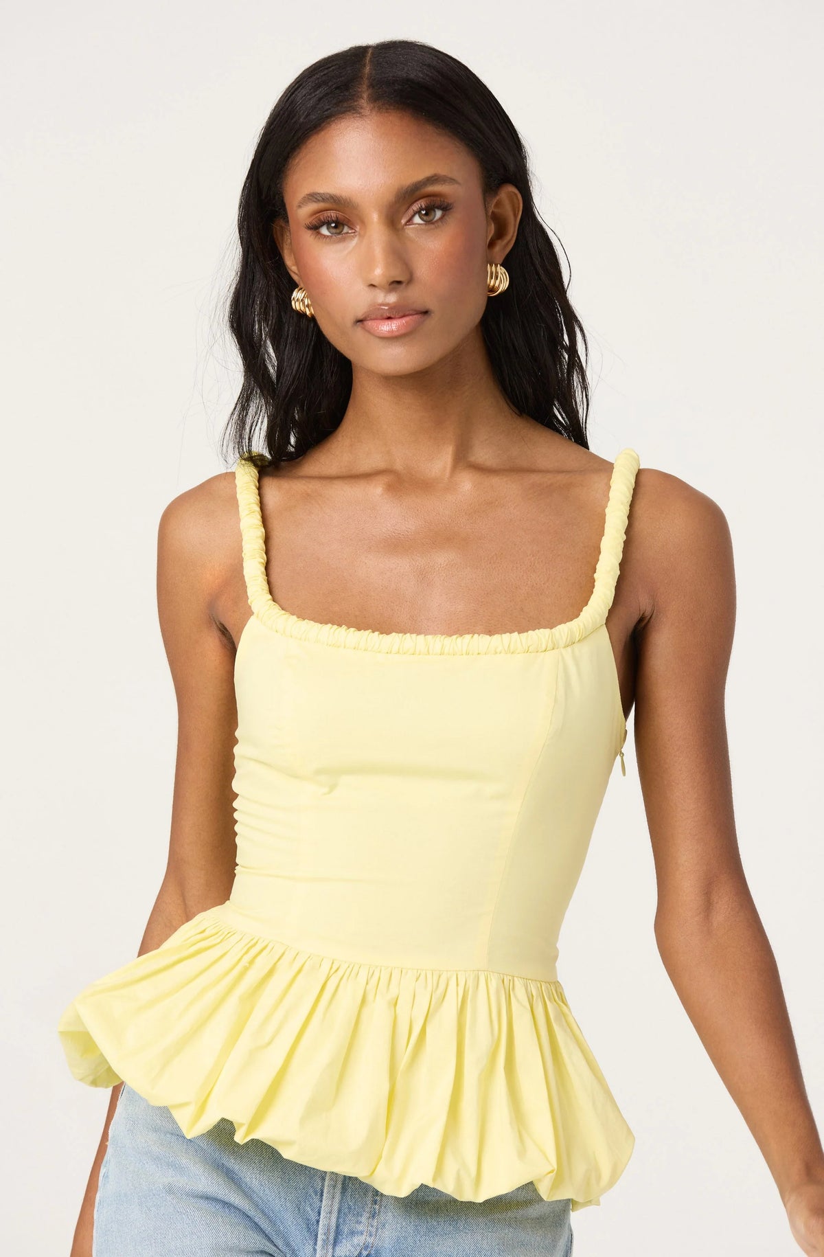 Sleeveless Bubble Hem Peplum Top