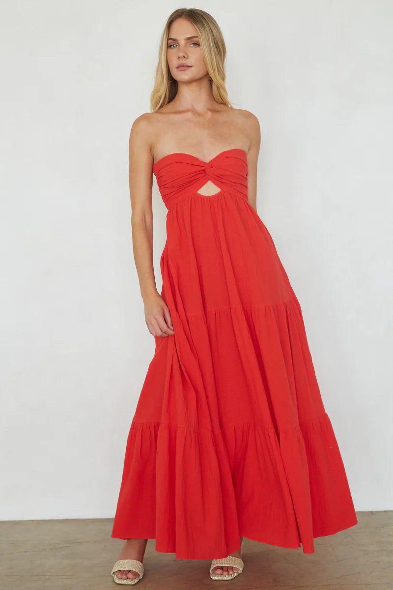 Della Twist Linen Maxi Dress