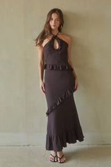 Vanita Ruffled Halter Maxi Dress