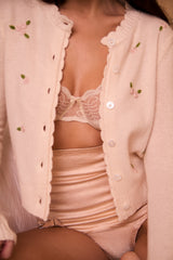 Cream Lambswool Rose Embroidered Cardigan