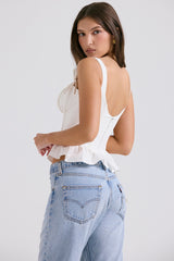 White Peplum Cotton Corset