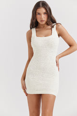 Cream Chenille Knit Mini Dress