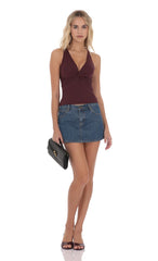 Twist Cross Back Top in Burgundy
