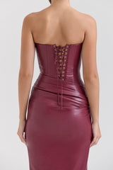 Cabernet Vegan Leather Midi Dress