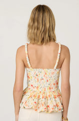 Floral Bubble Hem Peplum Top