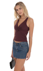 Twist Cross Back Top in Burgundy