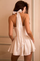 White Cotton Halter Neck Playsuit