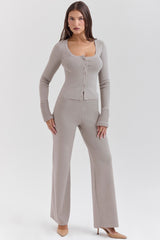 Grey Cashmere Straight Leg Trousers