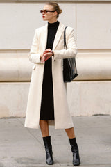 Ivory Single Breasted Long Coat
