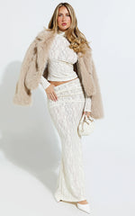 Charisse Coat - Oversized Crop Faux Fur Coat in Light Brown