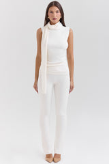 Ivory Cashmere Draped Tank And Scarf