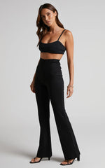 Hermina Pants - High Waisted Ponte Flare Pants in Black