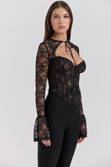Black Lace Corset Top With Bolero