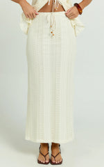 Mercedes Maxi Skirt - Crochet Tie Waist Skirt in Cream