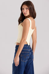 Lemon Rose Print Reversible Cotton Corset Top