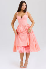 Peach Broderie Anglais Midi Sundress