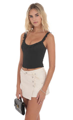 Ruffle Scoop Corset Top in Black