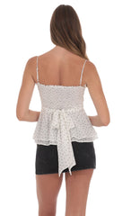 Polka Dot Peplum Top in Ivory