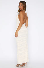 Never Say Goodbye Halter Maxi Dress Cream