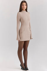 Taupe Long Sleeve Mini Dress