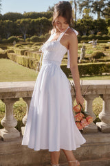 White Cotton Halter Sundress