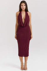 Merlot Draped Midi Dress