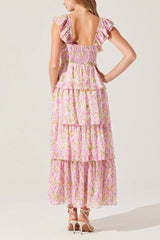 ASTR Midsummer Floral Tiered Maxi Dress in Bright Floral