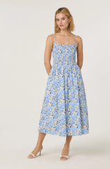 Smocked Floral Midi Dress