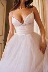 French Dove Tulle Midi Dress