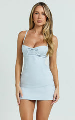 Melody Mini Dress - Sweetheart Bust Fitted Dress in Blue