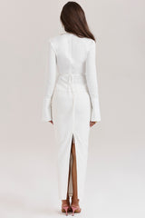 White Cotton Twill Maxi Skirt