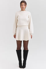 Cream Wool Cashmere Heavy Knit Sweater