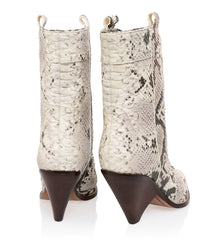 White Grey Skin Low Calf Cowboy Boot