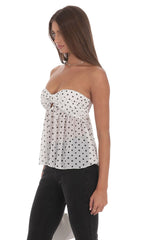 Polka Dot Strapless Babydoll Top in White