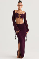 Prune Cutout Maxi Skirt