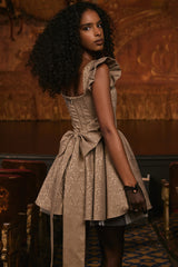 Gold Jacquard Mini Dress