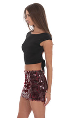 Circle Sequin Skirt in Maroon